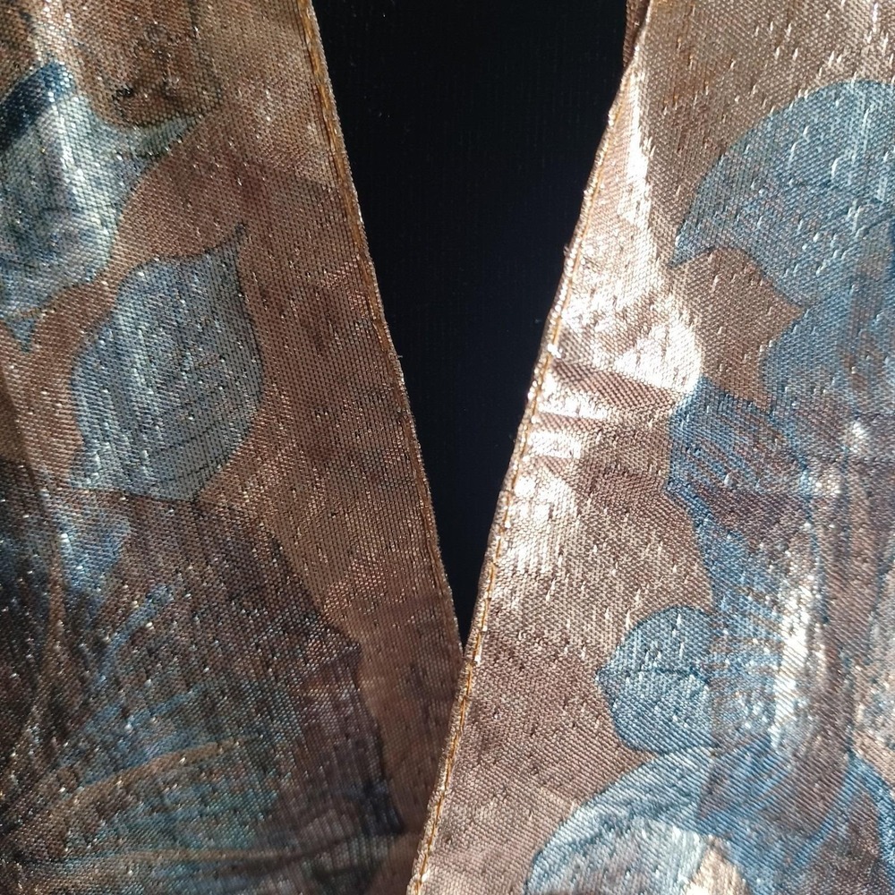 Webb‎ & Co Italy Women Metallic Floral Scarf Bronze Silver Blue Evening Wrap 53" - Picture 14 of 16